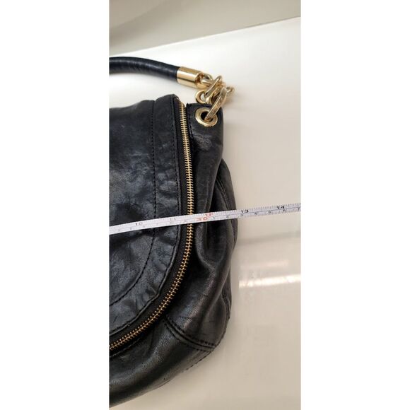 Michael Kors Y2K Grunge Goth Leather Black and Gold Purse Handbag Vintage Chain - Picture 11 of 12